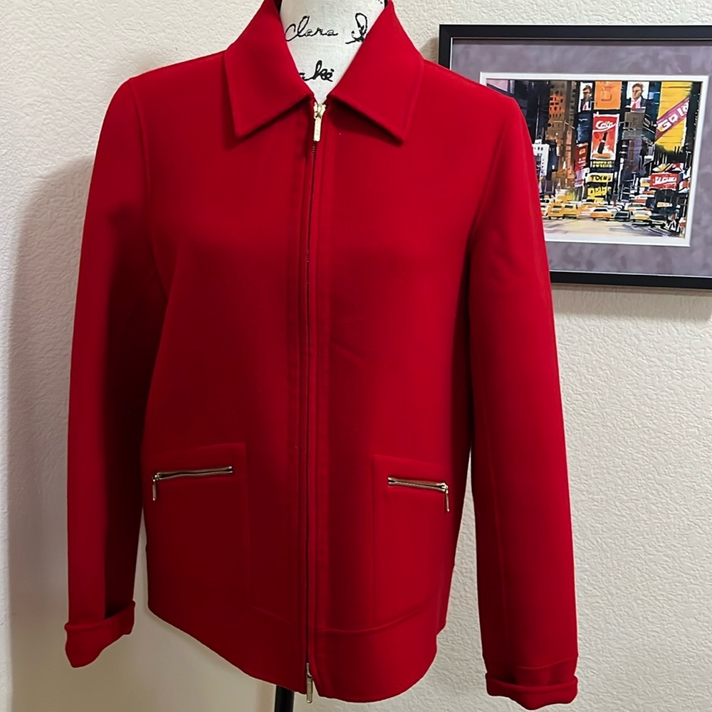 Women’s Dana Buchman Wool Zip Front Jacket, red size 6